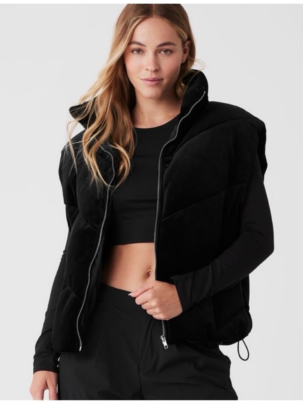 EUC Alo Yoga Ribbed Velour Mountain Side Puffer Vest